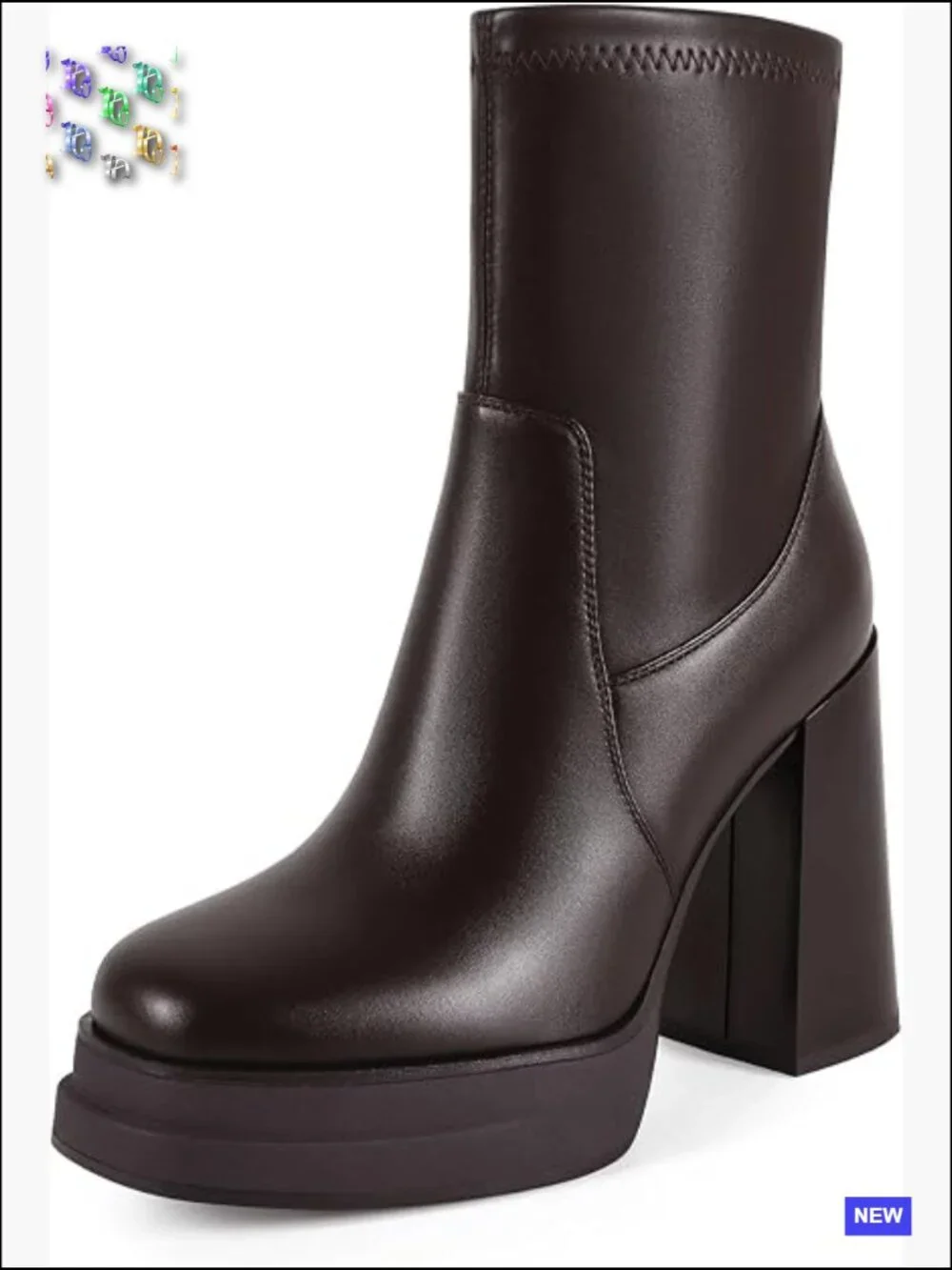 Chunky Platform Ankle Boots Y2K Square Toe High Heel Stretchy Go-Go Booties